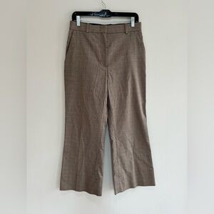 COS Houndstooth Plaid Cotton Blend Wide Leg Trouser Pants, Brown, 8